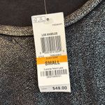 Bar III NEW!  SMALL Black Silver Gold Metallic Iridescent Long Sleeve Slinky Top Photo 4