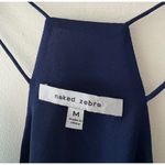 Naked Zebra  Navy Blue Lattice Textured Strappy Racerback Tank Top Photo 3