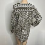 Lucky Brand  Green Floral Embroidered Long Sleeve Top Photo 2