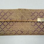 Gucci GG Canvas Wallet Purple Monogram Beige Leather Trim Snap Closure Photo 0