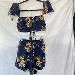 Zaful Bi@ Fang 2Piece Outfit Floral Drawstring Ruched Top & Smocked Shorts; S Photo 14