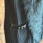BLL Women's Sweater Vest Size Small Black Faux Fur Side Belts Hippie Boho Photo 4