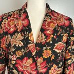 Talbots Women’s Sz 10 Black Orange Red Autumn Floral Button Jacket Blazer Coat Photo 2
