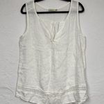 Logica White Linen Crochet Hem Blouse Womens M Lagenlook Beachy Breathable Tank Size M Photo 0