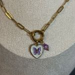 Handmade  Gold/Purple Butterfly Charm Necklace Photo 4