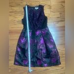 Adrianna Papell Lovely By - Black and Purple Puffy Midi Dress Size 8 Photo 6