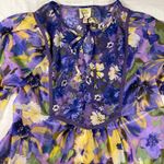 Fig and Flower Sheer Purple Floral Poet Blouse Romantic Size XL Photo 8