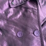 The Coffee Shop Deep Metallic Purple Raincoat Coat Bubble Hem Buttons Size M Photo 6