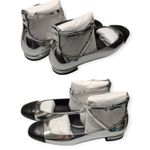 Stuart Weitzman  Eden Ballet Flats Silver Black Leather Cross-Strap US 8 NIB Photo 6