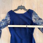 Theia Midnight Blue Mermaid Gown Lace Jeweled Sleeves New Years Party Formal NWT Size 8 Photo 9
