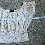 Star City  Vintage Cream Floral Off the Shoulder Puff Sleeve Crop Top Large Boho Photo 5