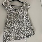 Anthropologie  Dolan Savannah Ruffled Blouse Gray White Snow Leopard Print XS Photo 4