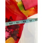 Chico's Chico’s Floral Silk Button Down Sheer Tunic Blouse w/Belt or Tie EUC Sz Lg Red Photo 10