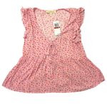 Kingston Grey (XS Juniors) Pretty Pastel Floral Ruffle Sleeve V Neck Peplum Top Pink Photo 7