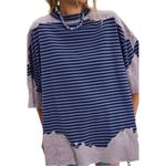 Free People NWT We the  Oversized Striped Lace Sherbert Tunic Blue Lavender Small Photo 2