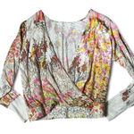 Anthropologie R71990T Floral Print Wrap Blouse Long Sleeve Rayon Size Medium Photo 0