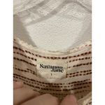 Savanna Jane Shirt Womens Small White Striped Embroidered Floral Boho Top Red Photo 3