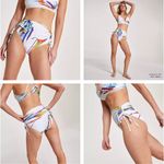 NWT CALIA Women's High Waisted Ruched Side Tie Swim Bottoms Size Medium White Photo 1