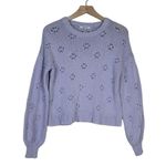 Madewell  Womens XS Floral Pointelle Pullover Sweater in Lavender Photo 2