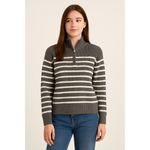Styles & Co Size Large Polyester Long Sleeves Stripe Sweater Grey Gray Photo 8
