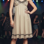 Vintage 90s Sue Wong Nocturne 100% Silk Beaded Dress Size 10 Tan Photo 0