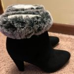 Catherine Malandrino Black faux fur suede ankle booties new in box Photo 2