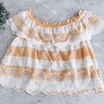 American Eagle  Orange Off-Shoulder Lace Trim Top Size Small Photo 5