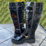 Gianni Bini GB Black NEW Sky-Scraper Lug Sole Platform Lace-Up Patent Tall Boots Size 6 Photo 9