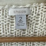 Chico's Crochet Knit Open Cream Waterfall Cardigan Sz L 2 Cotton Old Money Work Photo 3