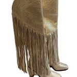 Jessica Simpson NWOT Gold Asire2 Rhinestone Embellished Fringe Boots, Sz… Photo 6