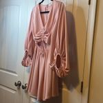 Entro Pink Chic Ruched Cutout Long Sleeve V Neck Pink Mini Dress NWT Trendy Sz M Size M Photo 7