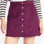 Old Navy Snap Button Mini Skirt Burgundy Microsuede Women’s 6 Photo 0