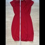 St. John  By Marie‎ Vintage Short Sleeve Sweater Dress Midi Red Button up Photo 4