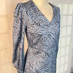 Soul of Mu NWT Blue Satin Long Sleeve Animal Print Mini Dress Size Small Photo 1