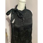 Moulinette Soeurs Anthropologie  Blouse Womens 2 Tie Neckline Satin Floral Black Photo 2