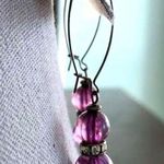 Elegant Amethyst Purple and Crystal Dangle Earrings Photo 8