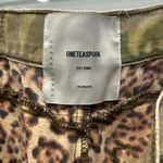 One Teaspoon  Women's Green Cheetah Print Army Camo Denim Cut Off Mini Skirt 28 Photo 3