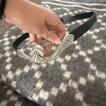 Chico's Women's Size Small Black Leather Artsy Bohemian Silver Split Hook Belt Photo 3