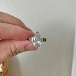 Pear Tapered Baguette Classic Silver Engagement Promise Wedding Ring “Eglantine”Jewelry Photo 9