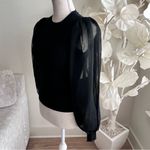 Tuckernuck Black Knit Betsy Long Puff Sleeve Blouse Photo 5