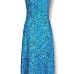 Vintage 90s All That Jazz Maxi Dress Blue Dark Floral Lace Photo 7