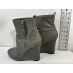 Nine West Womans Hartinsolo Size 6m Gray Zip Up Wedge Ankle Boots Photo 3