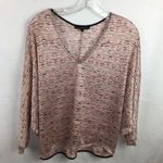 Karina Grimaldi  Pink & Tan Striped Shiny Top M Photo 1