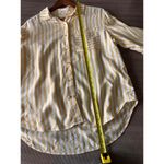 Marine layer  Jane Relaxed Linen Shirt Yellow/ White Striped Women’s size Medium Photo 10