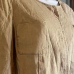 DKNY  Tan Linen Blend Hook Closure 4 Pocket Collarless Blazer Small Preppy Classy Photo 3