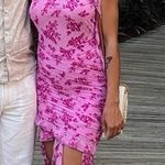 Miss Circle Alaina Fuchsia Floral Ruffle Mesh Dress Pink Size M Photo 9