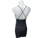 ZARA  Black Linen Sleeveless Ruched Cross Back Cami Camisole Mini Tank Dress M Photo 3