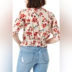 Sam Edelman Scarlette Button Front Crop Embroidered Floral Peplum Top Large Photo 9
