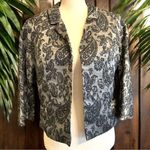 VINTAGE 60s Dynasty 100% Silk Jacquard Grey & Black Paisley Blazer Photo 0