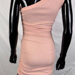 Ruched Bodycon Dress One Shoulder Sleeveless Mini Party Clubwear small size Pink Photo 0